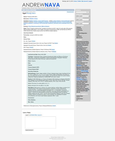 Perifosine Product Profile Page, from Andrew Nava, LLC at AndrewNava.com