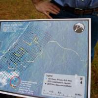 Site map of Coosa Graphite Project resource area showing drill collars and trench locations