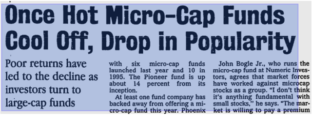 microcap drop in popularity